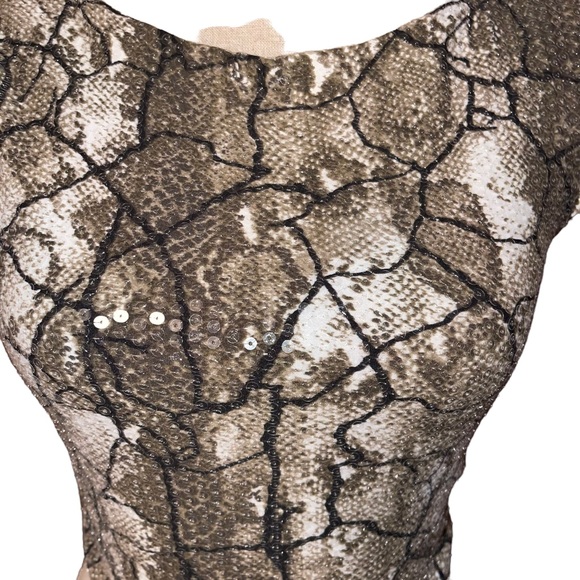 Love J Sequined Python Print Crop Top Size Small Scoop Back Cap Sleeve Y2K - Picture 2 of 6